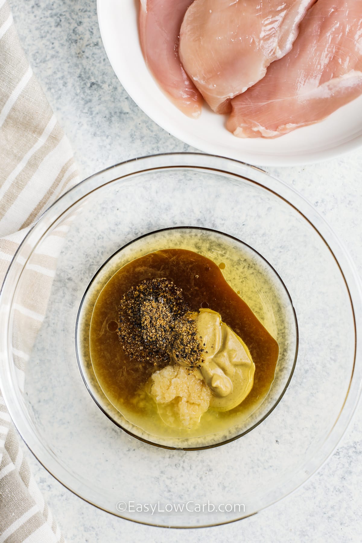 ingredients in a bowl to make marinade for Grilled Chicken Breasts