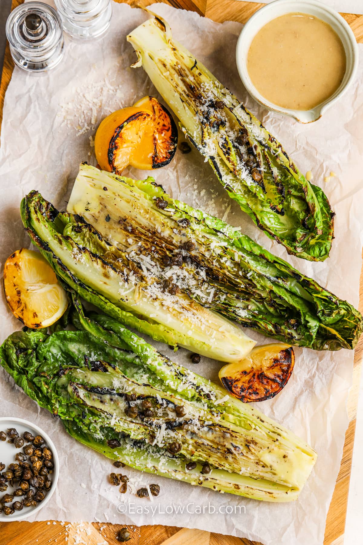 Grilled Romaine Salad with dressing