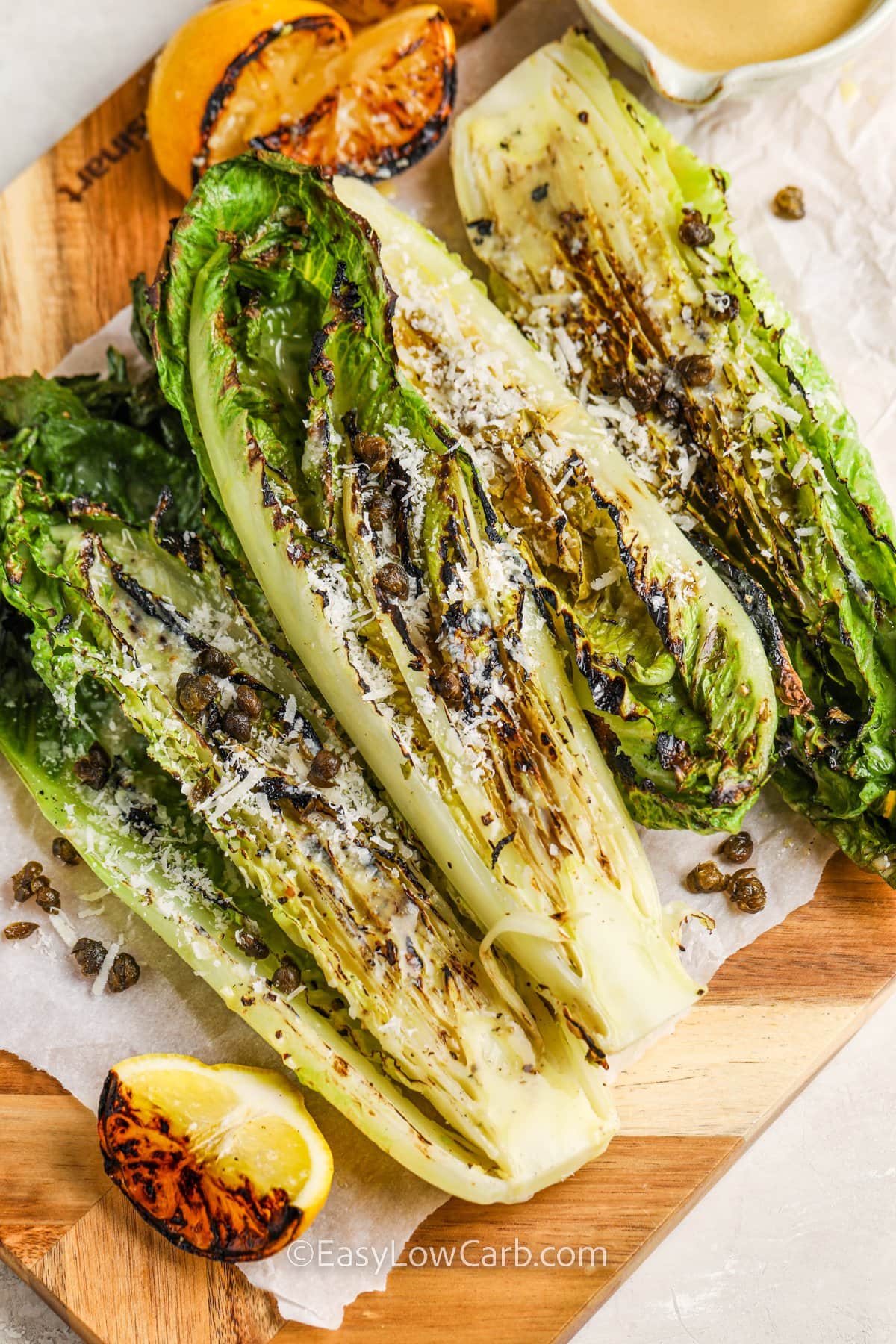 Grilled Romaine Salad with parmesan