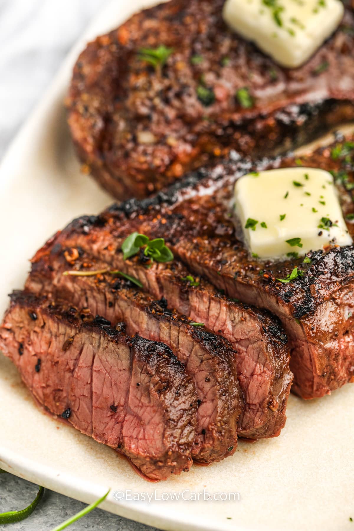 sliced Grilled Sirloin Steak with melted butter