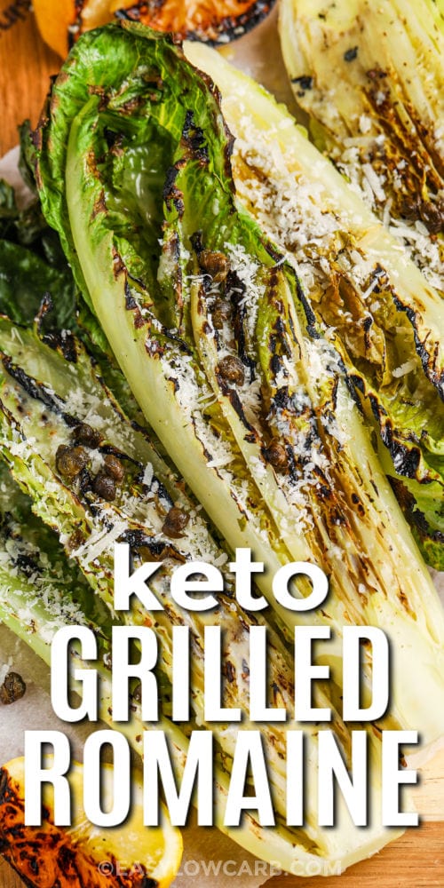 Grilled Romaine Salad with fried capers and a title