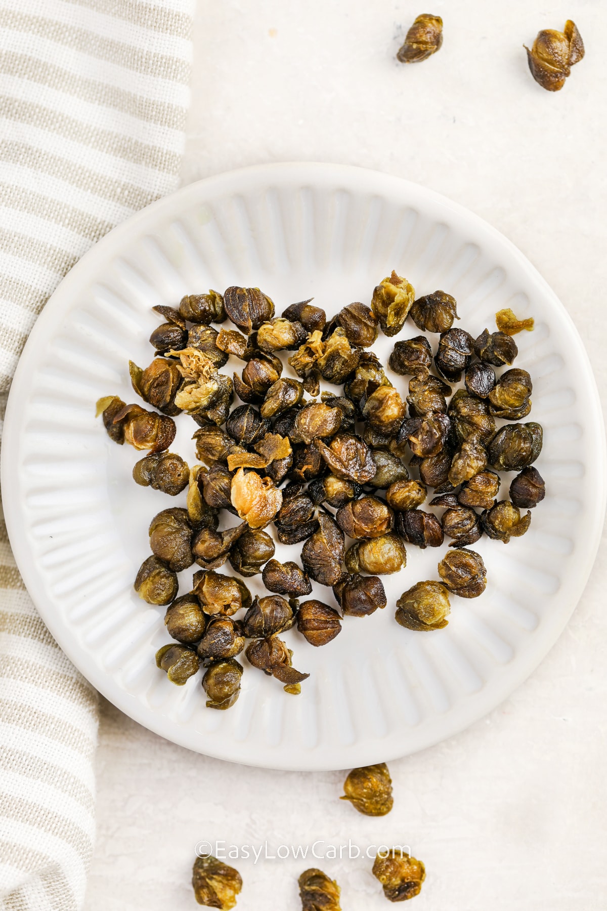 top view of Fried Capers on a plate