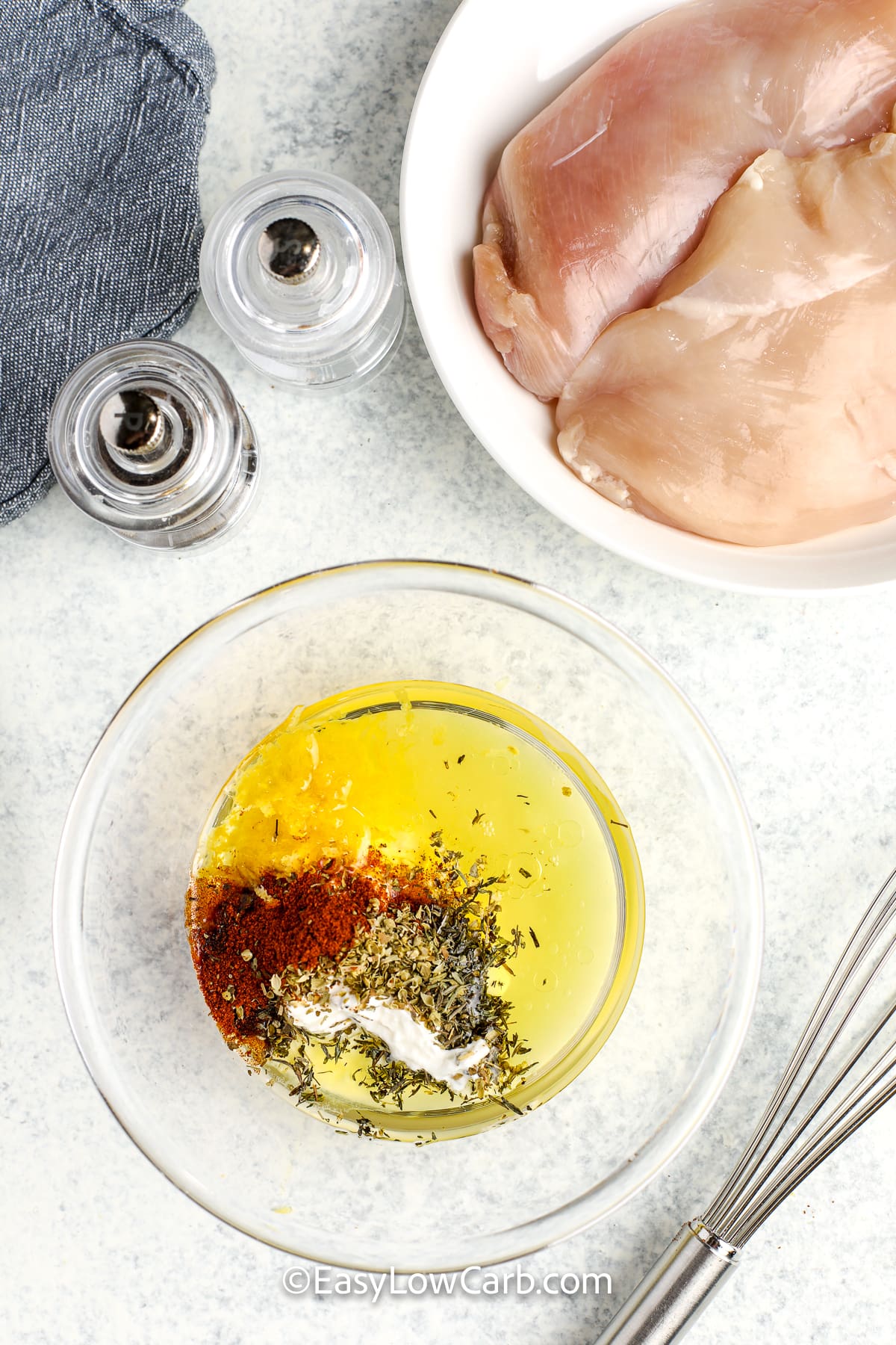 ingredients for greek yogurt marinade in a bowl