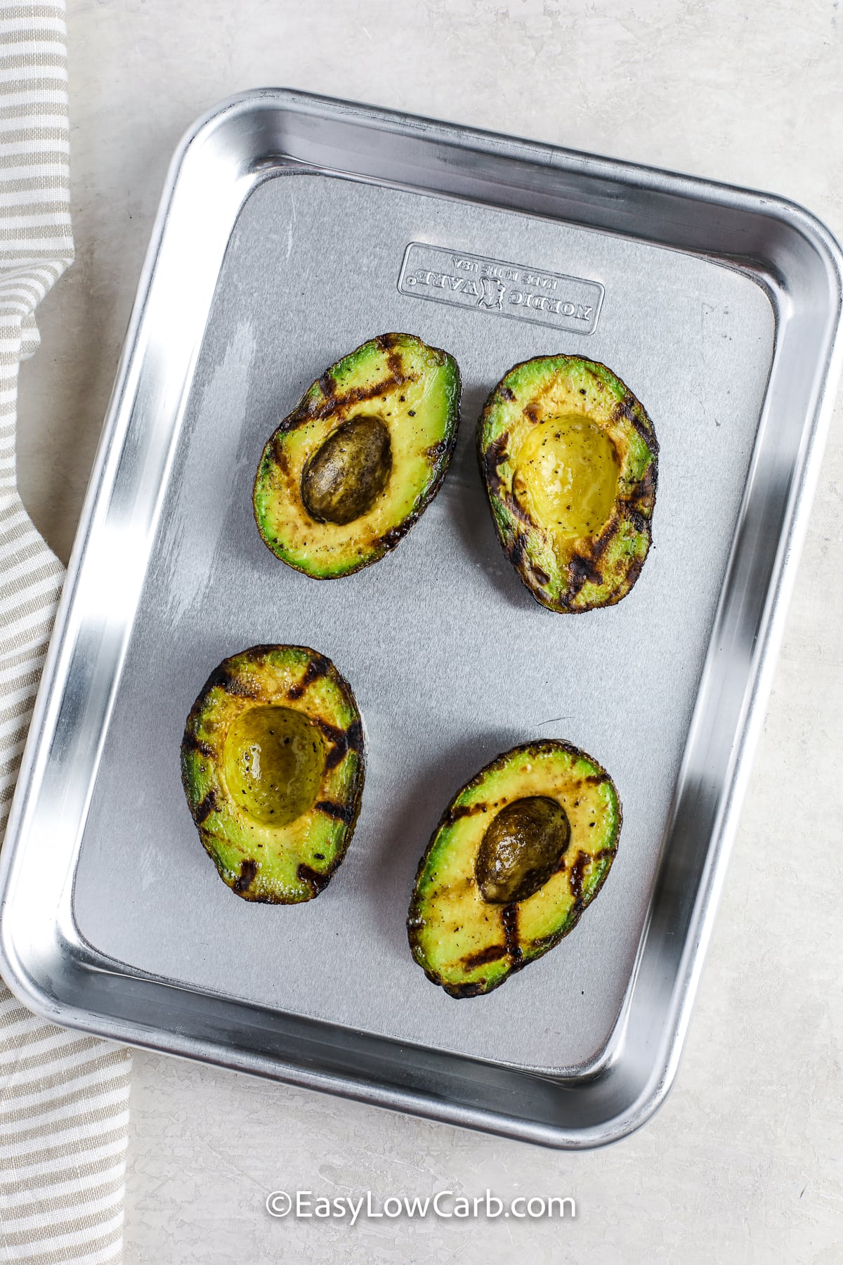 grilled avocado on a cooking tray