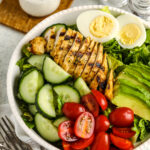 grilled chicken salad in a bowl