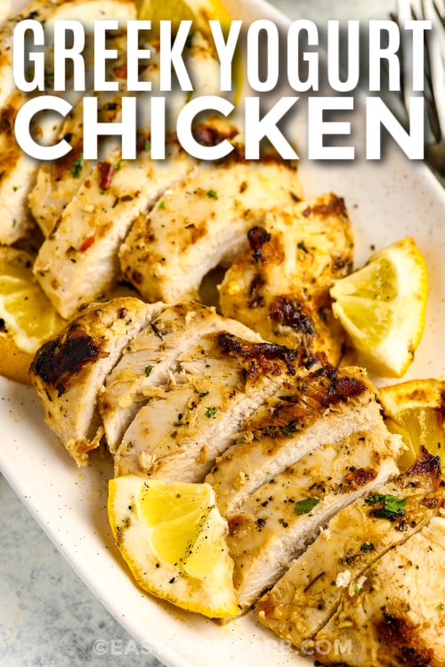 greek yogurt chicken with text