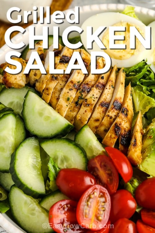 grilled chicken salad with text