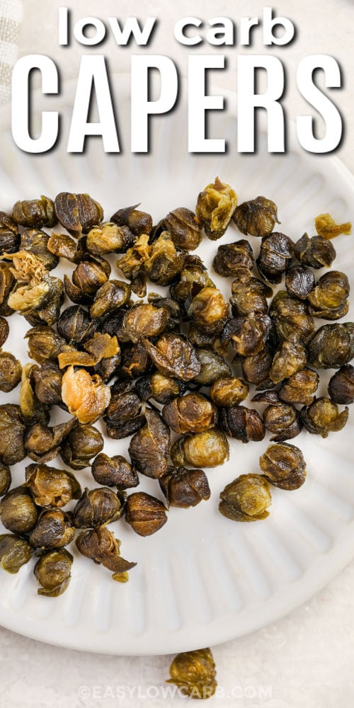 close up of Fried Capers with a title