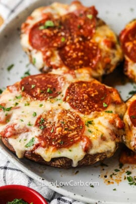 plated Portobello Mushroom Pizza