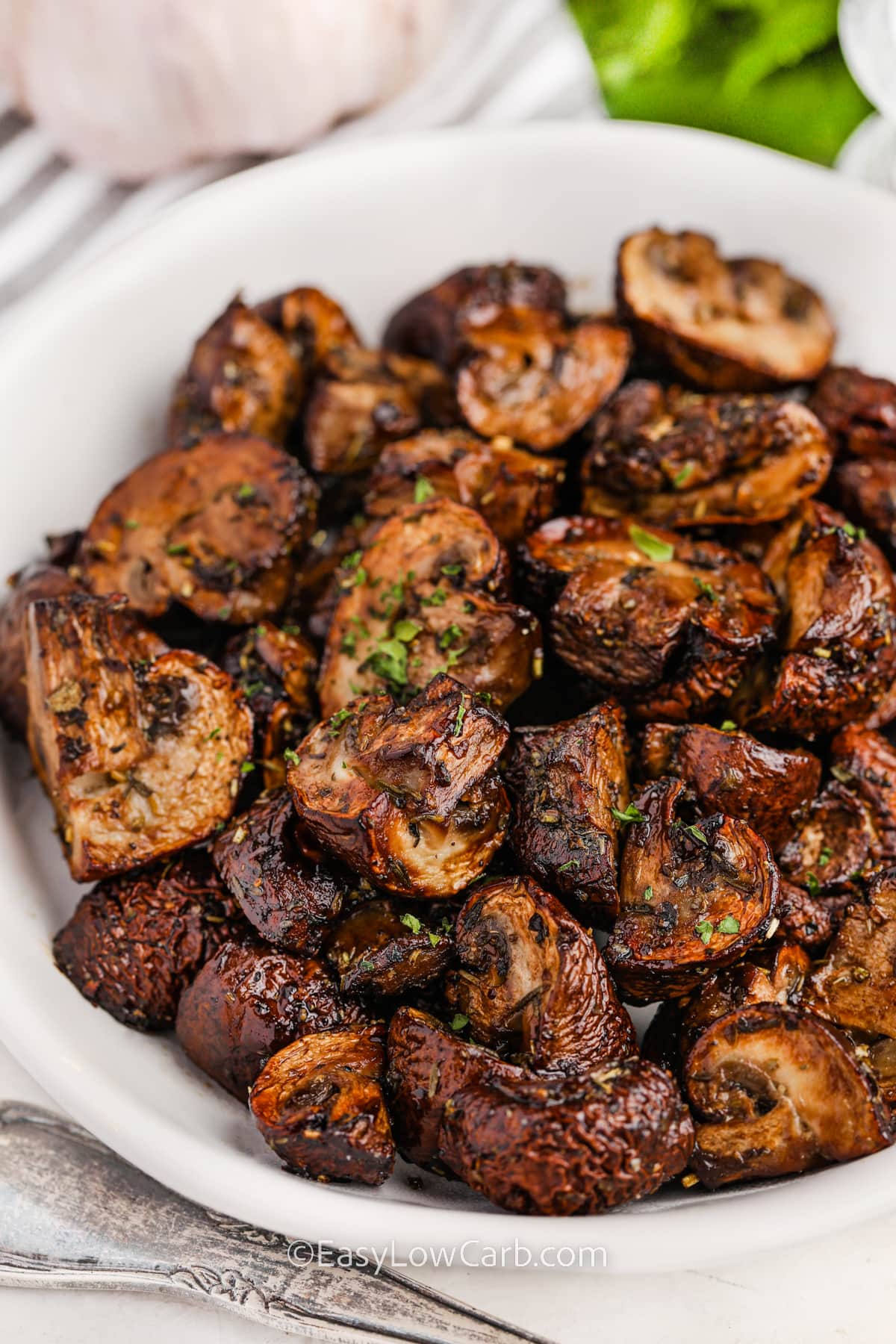 Air Fryer Mushrooms in a bowl