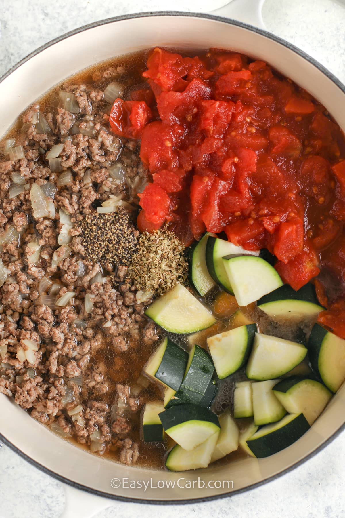 ingredients to make ground beef soup in a pot