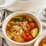 a bowl of ground beef soup