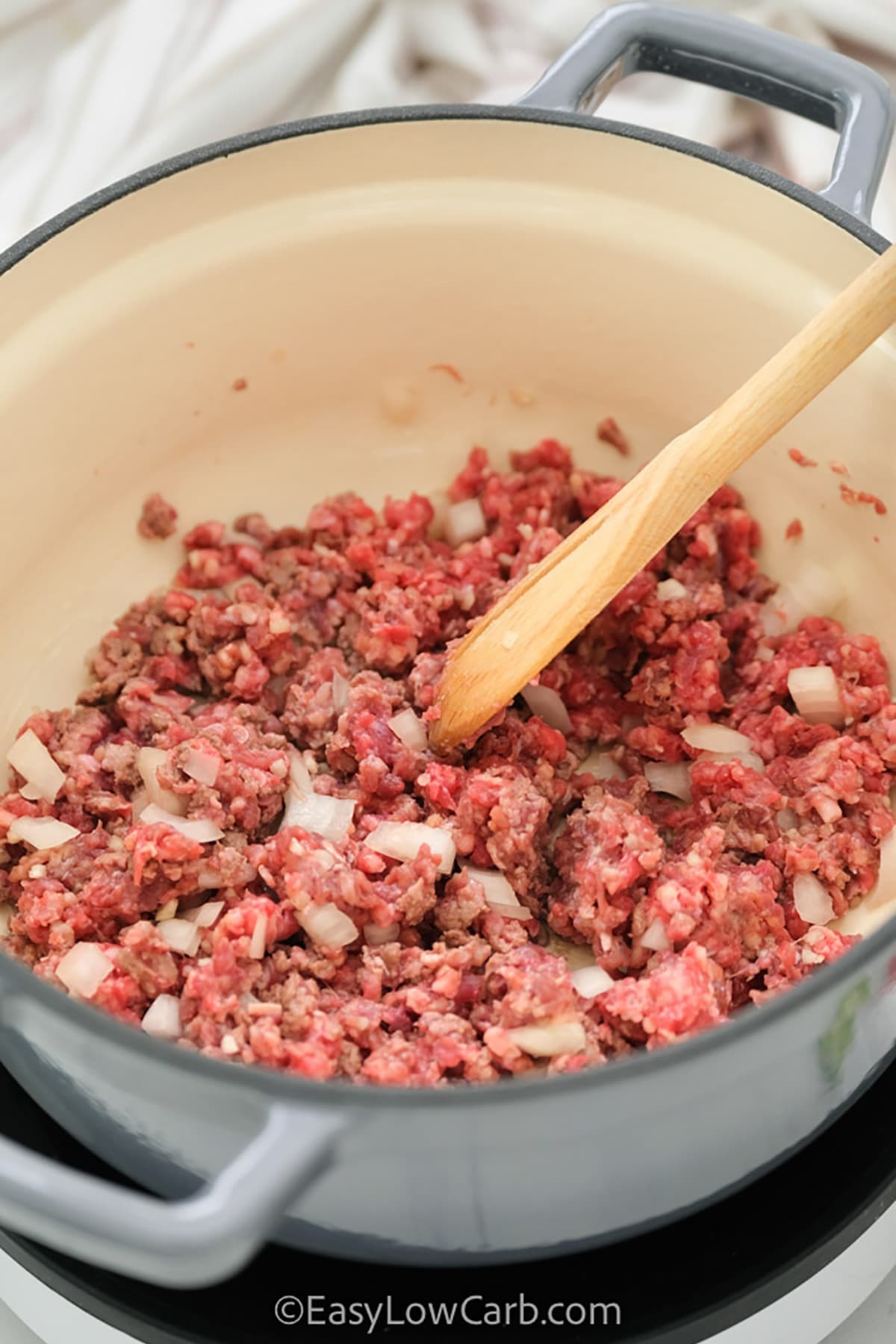 cooking beef to make Keto Chili Recipe