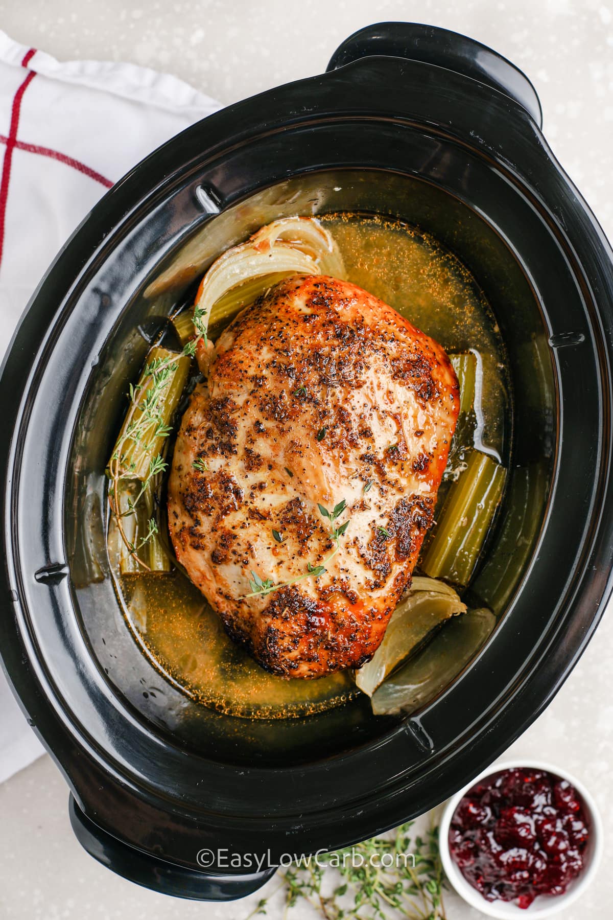 a turkey breast cooked in a crockpot