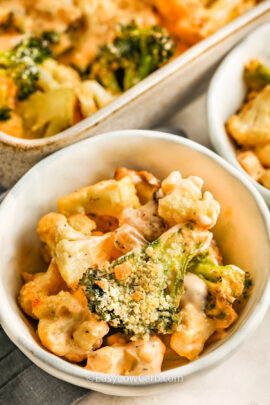 a serving of broccoli cauliflower casserole