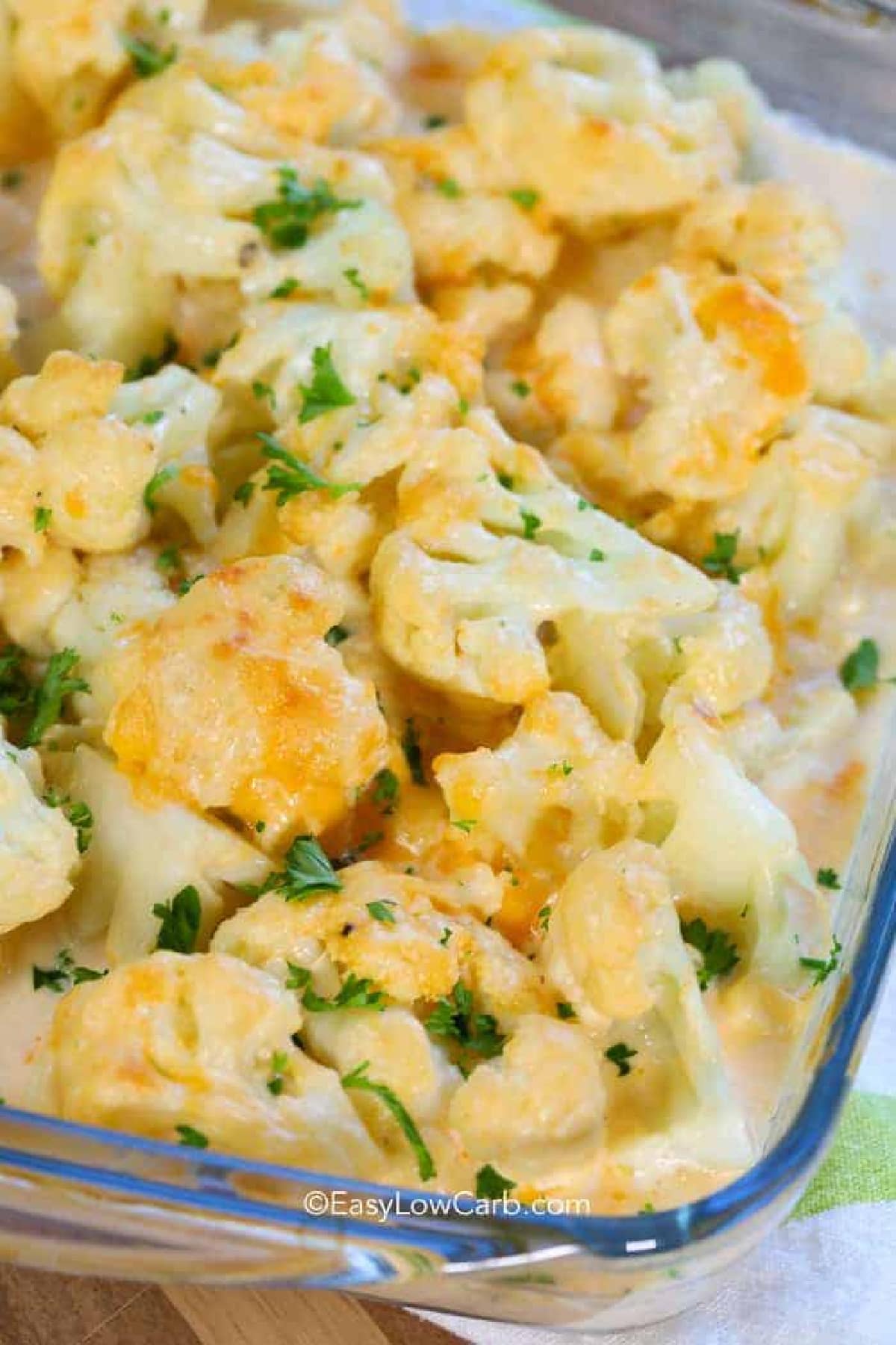 Cheesy Cauliflower Casserole in a dish