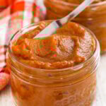 jar of pumpkin butter with a knife