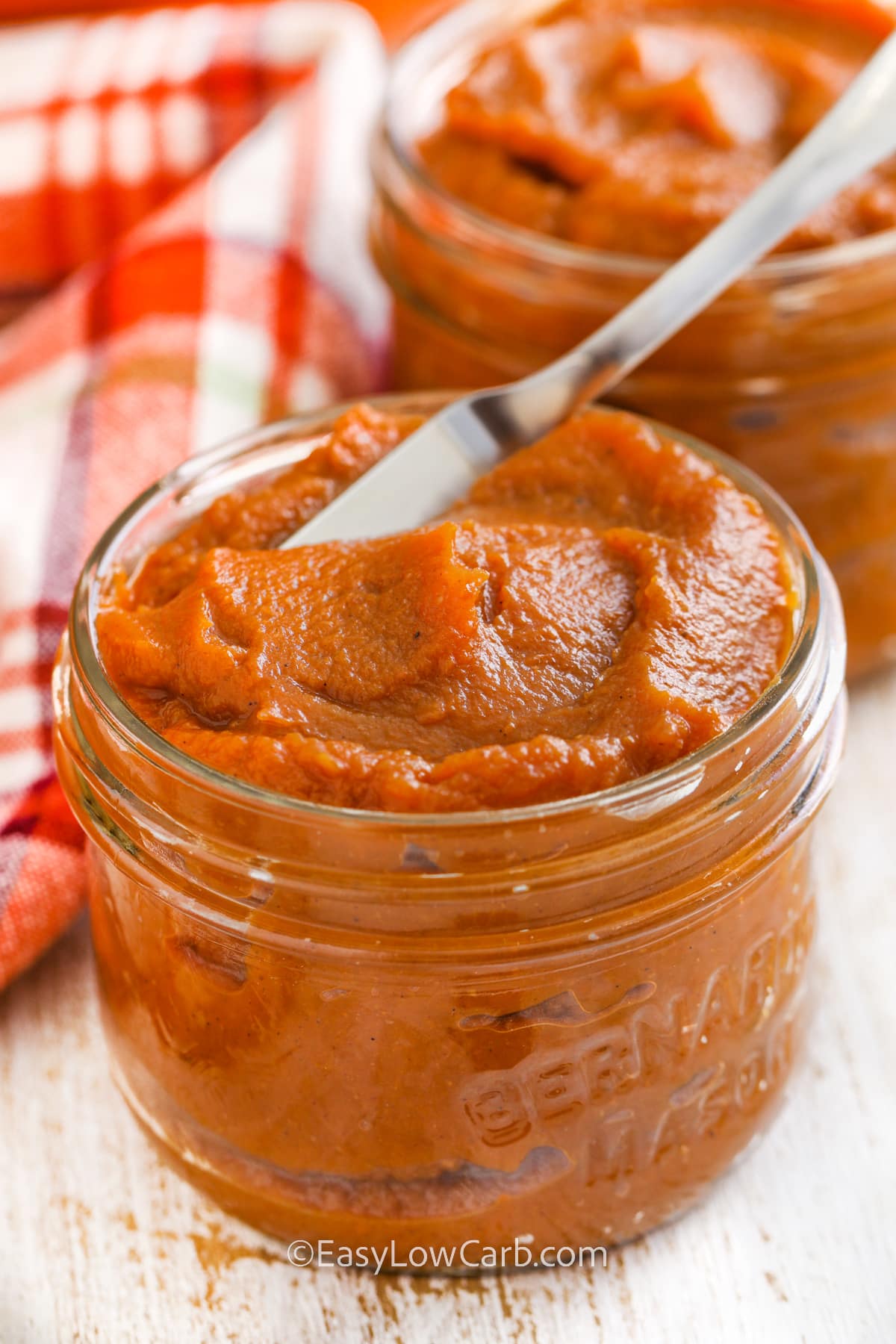 jar of pumpkin butter with a knife