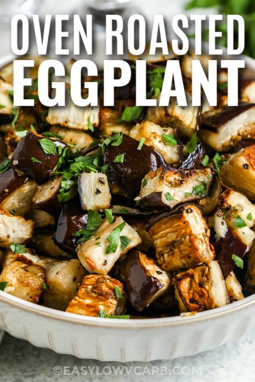 oven roasted eggplant with text