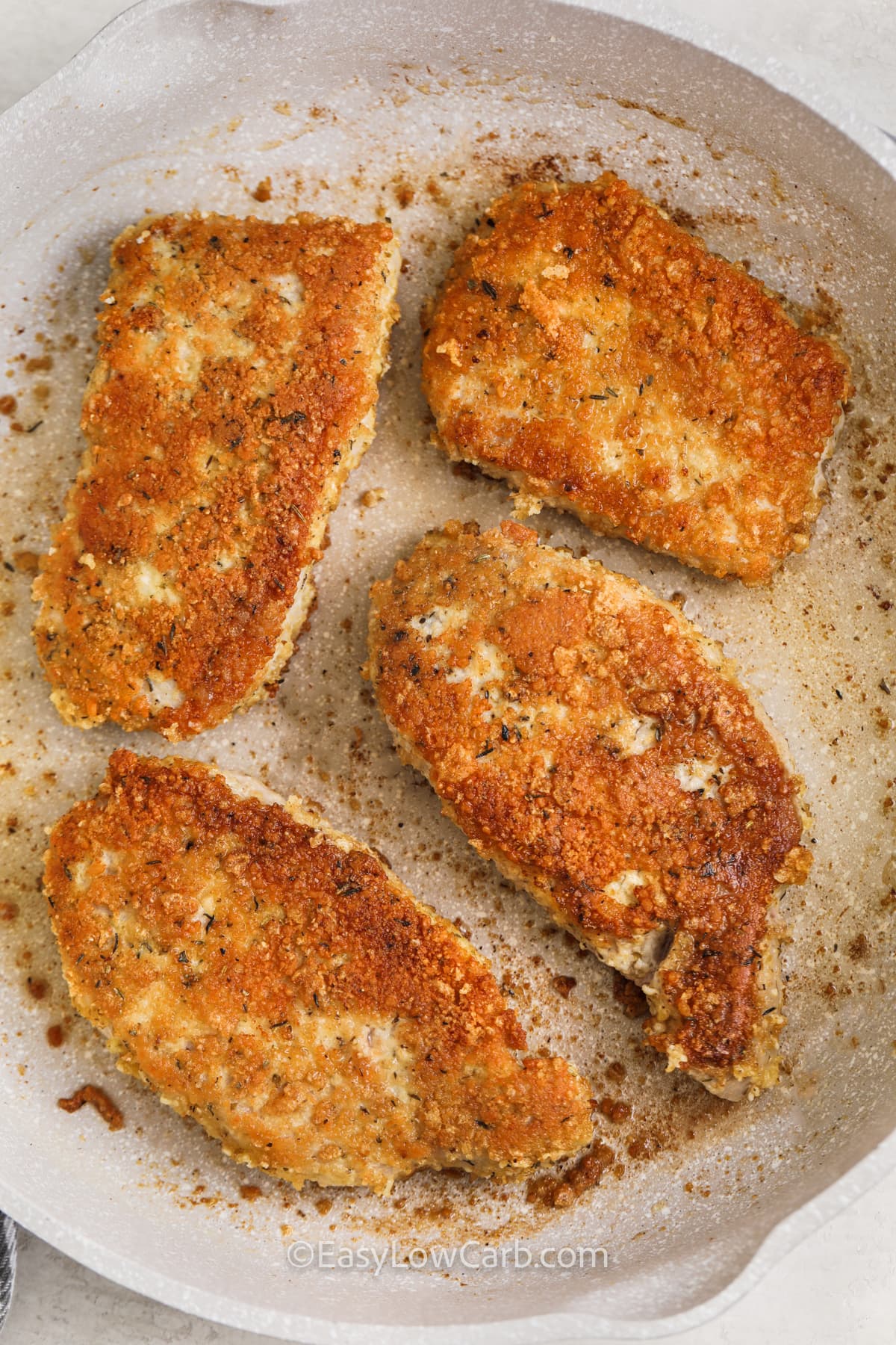 cooked Keto Pork Chops on the pan