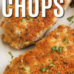 plated Keto Pork Chops with writing