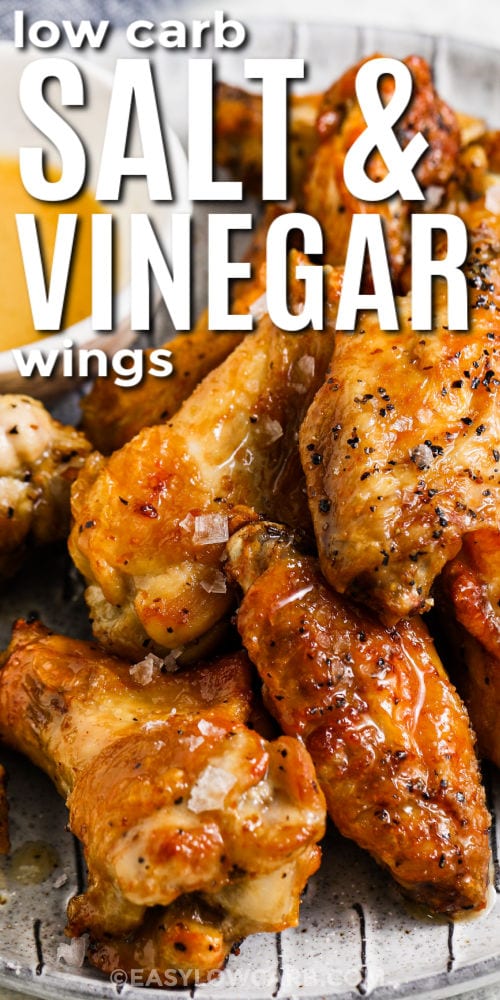 close up of Salt and Vinegar Wings with a title