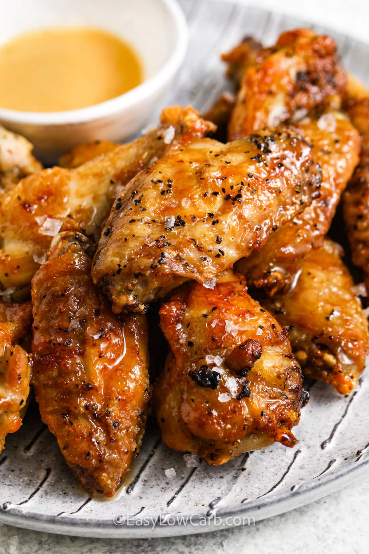 close up of Salt and Vinegar Wings on a plate
