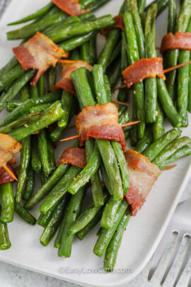 plated Bacon Wrapped Green Beans