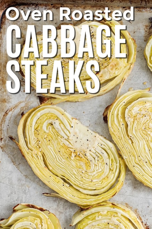Oven roasted cabbage steak on a baking tray