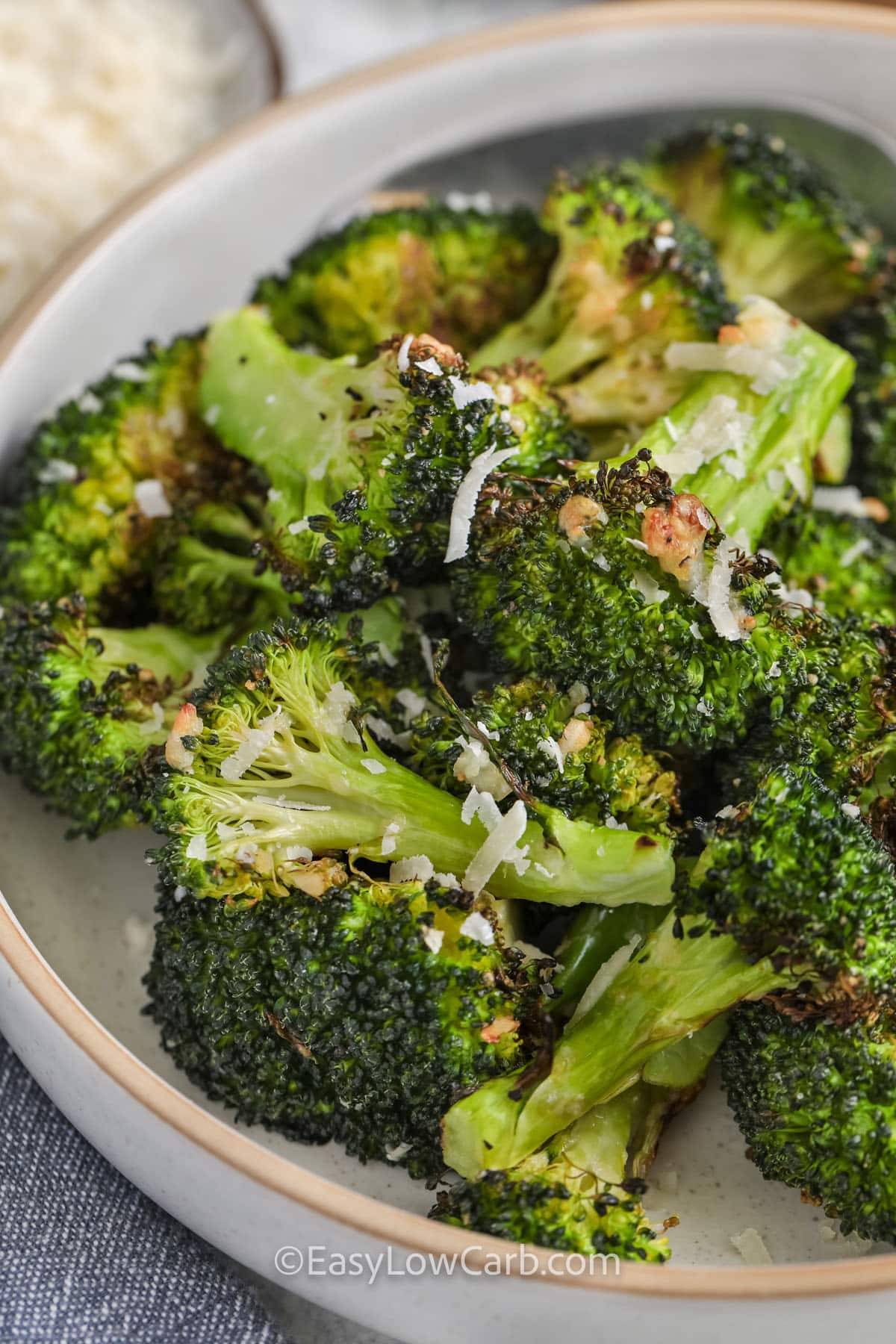close up of Parmesan Broccoli in a bowl