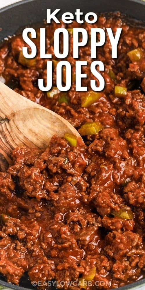 sloppy joe sauce prepared in a sauce pan with a title