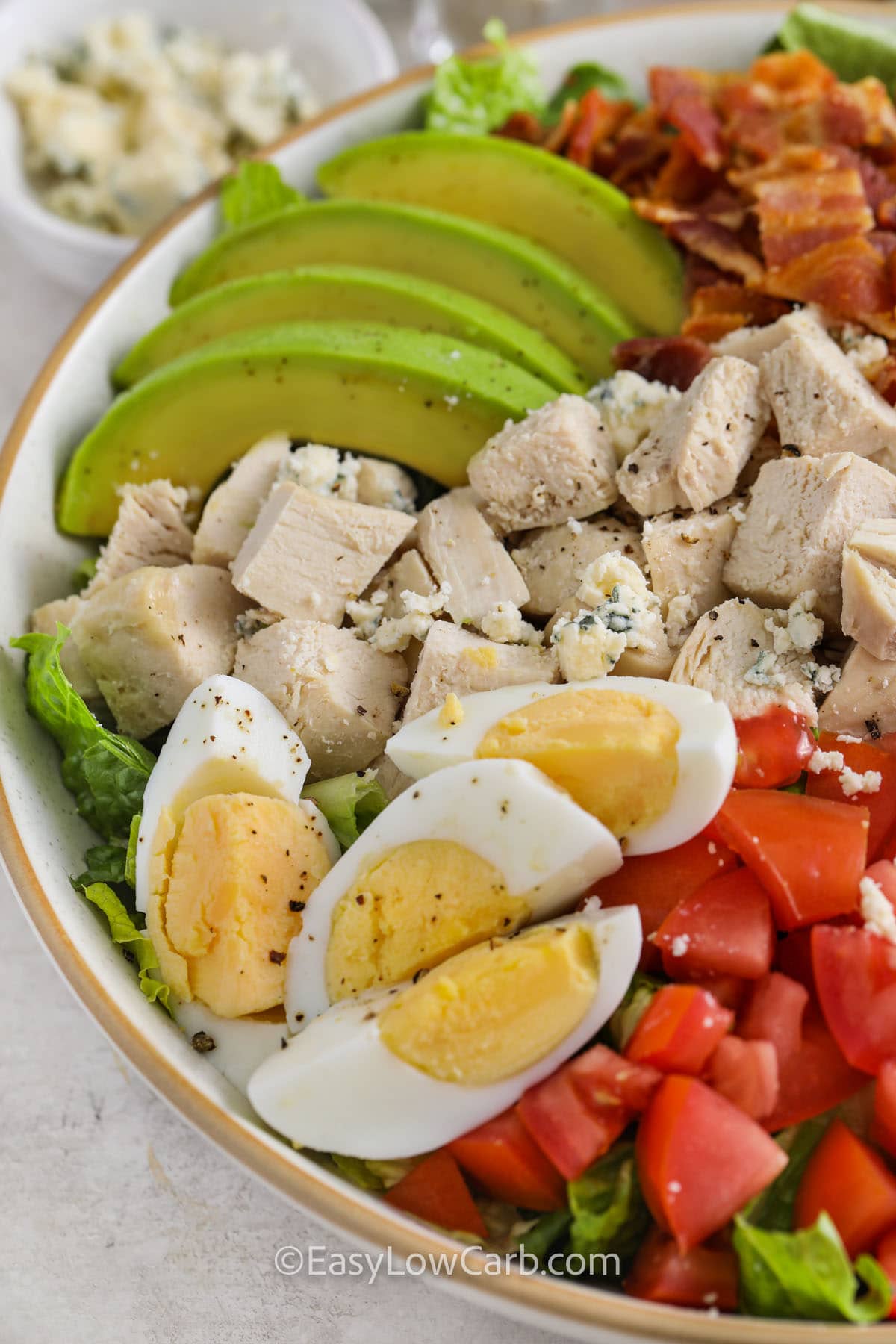 close up of Cobb Salad Recipe in a bowl