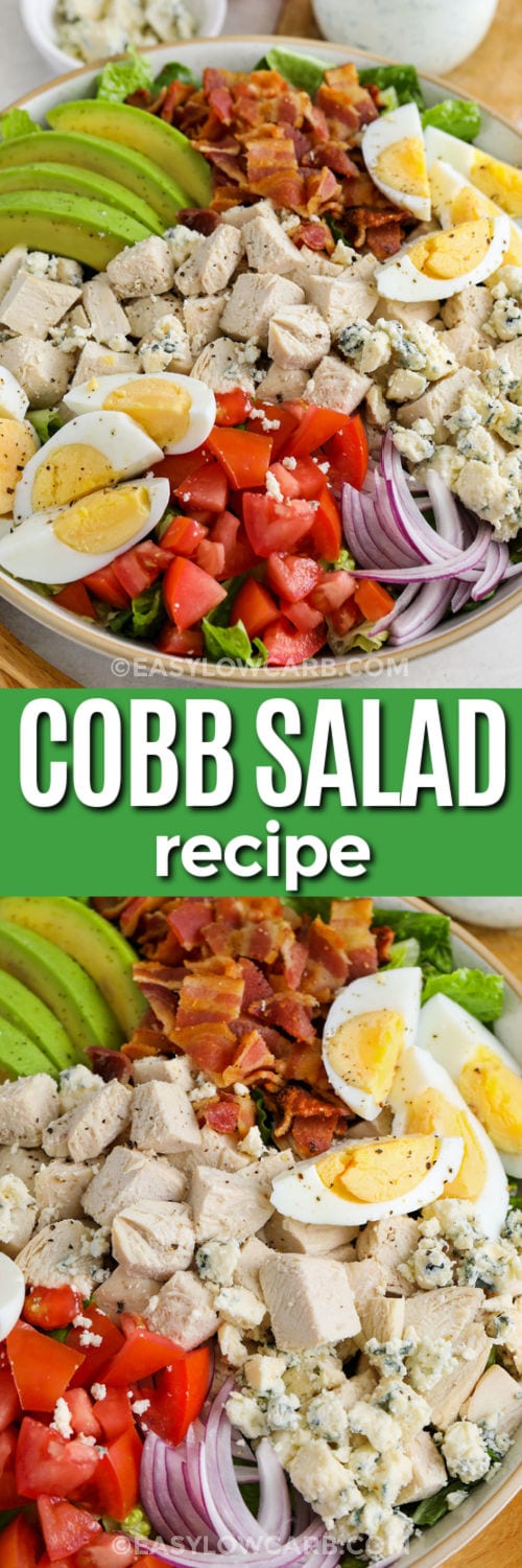 Cobb Salad Recipe in a bowl and close up