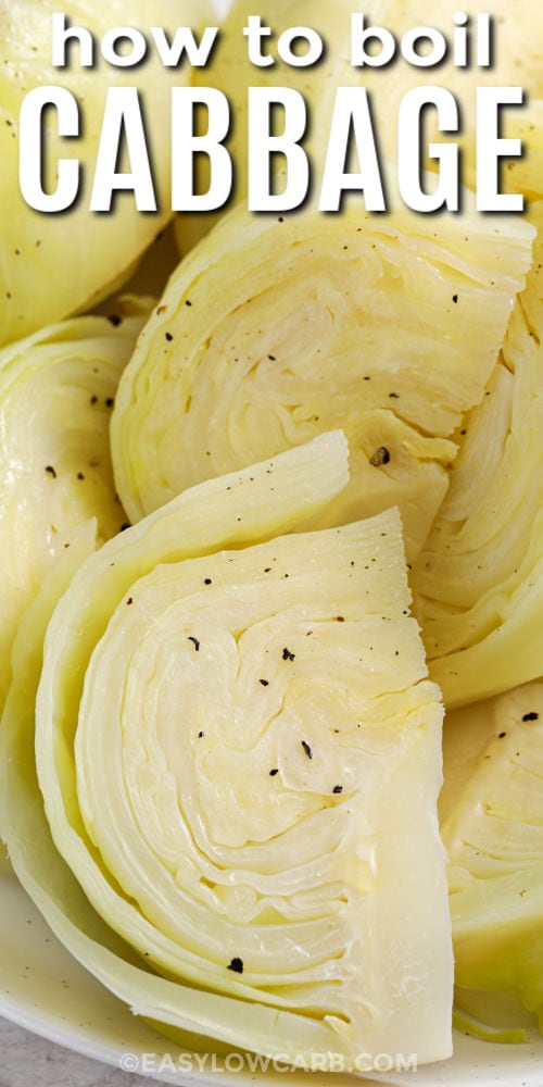 Boiled Cabbage with salt and pepper and writing
