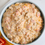plated Sausage Cheese Dip with peppers