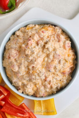plated Sausage Cheese Dip with peppers