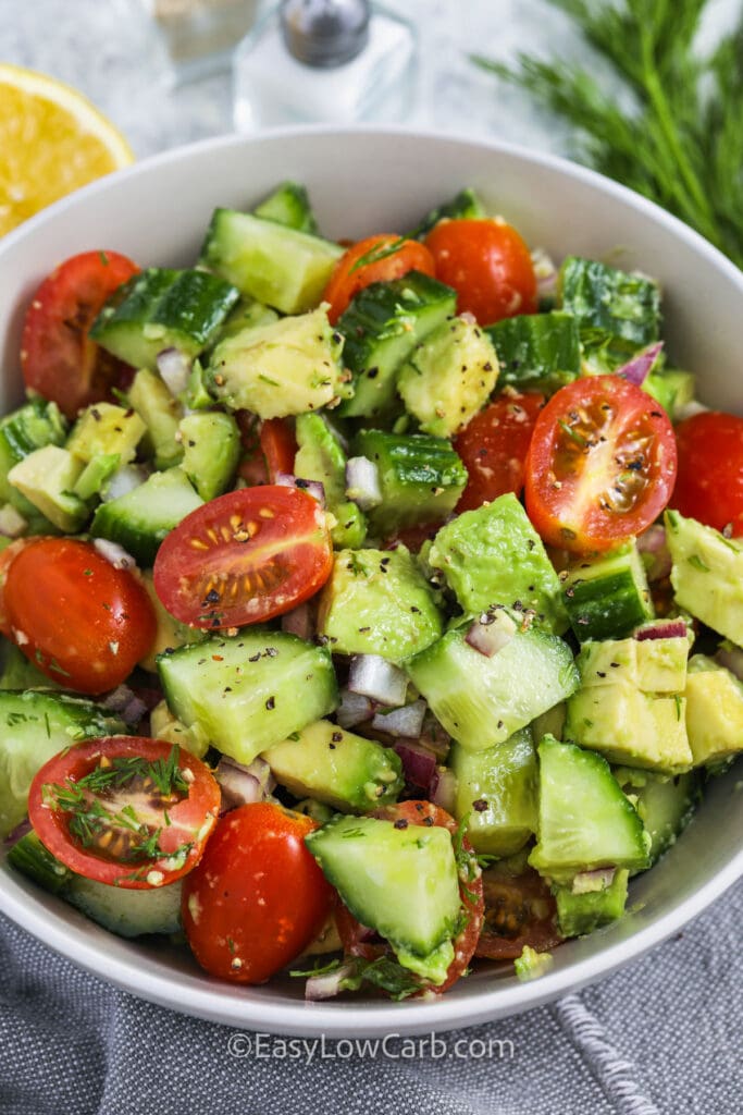 Cucumber Tomato Avocado Salad (Simple & Fresh Ingredients!) - Easy Low Carb