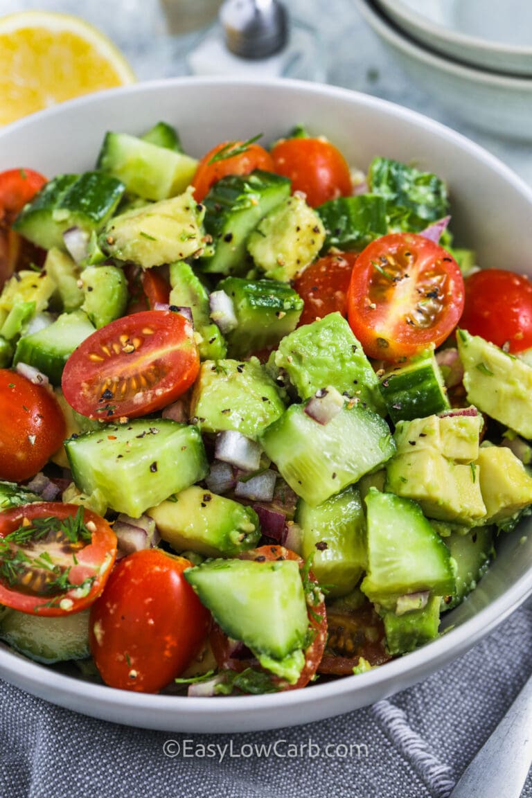 Cucumber Tomato Avocado Salad (Simple & Fresh Ingredients!) - Easy Low Carb