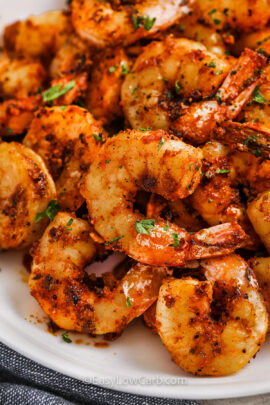 Cajun shrimp on a serving plate