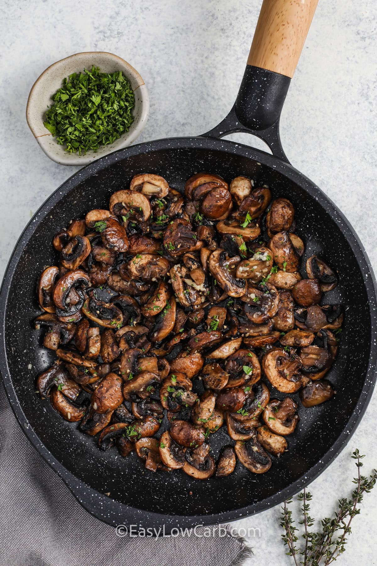 Garlic Butter Mushrooms in the pan