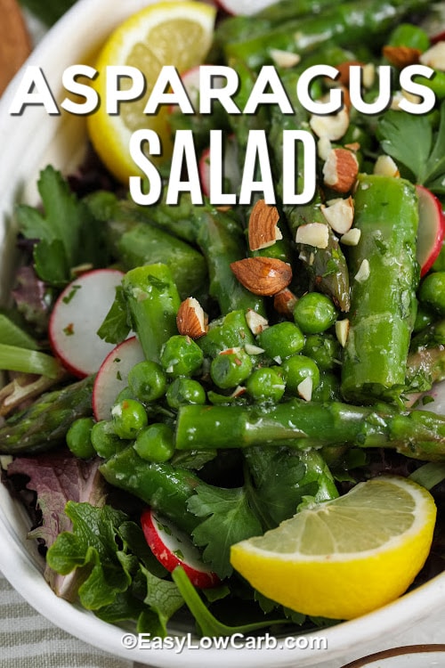 Prepared Asparagus Salad with a title