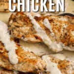 Creamy Cajun Chicken in a skillet with a title