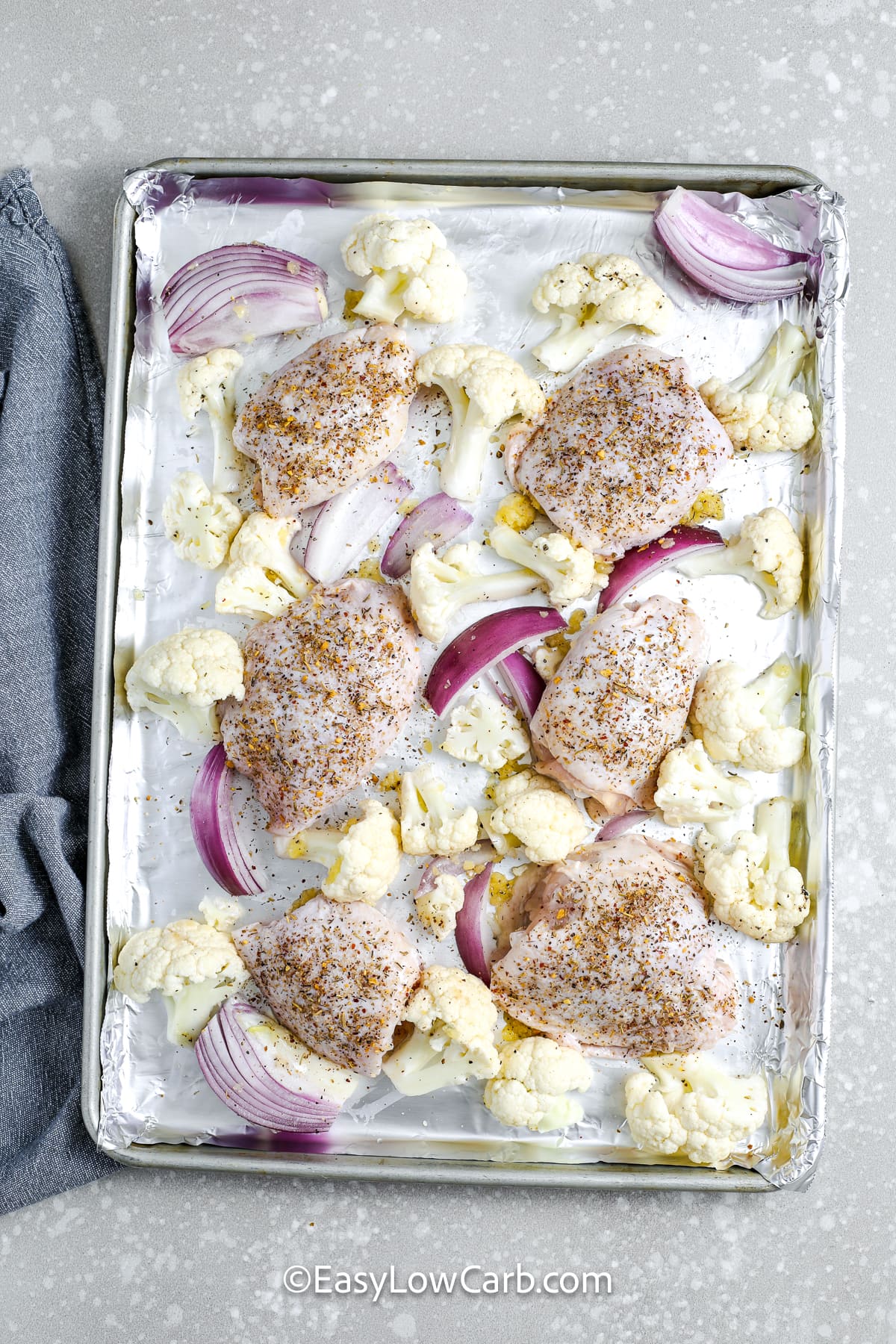 chicken and cauliflower on a pan