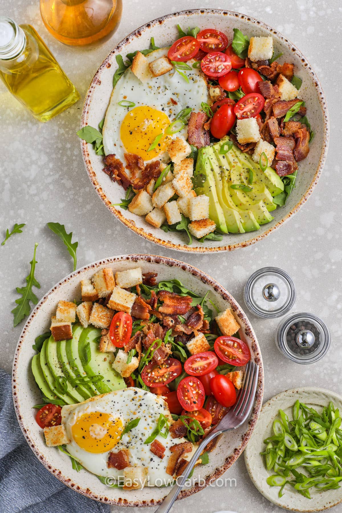 bowls of Breakfast Salad with avocado