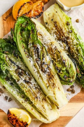 cropped image of grilled romaine salad