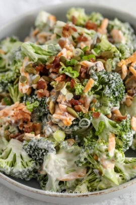 cropped image of keto broccoli salad