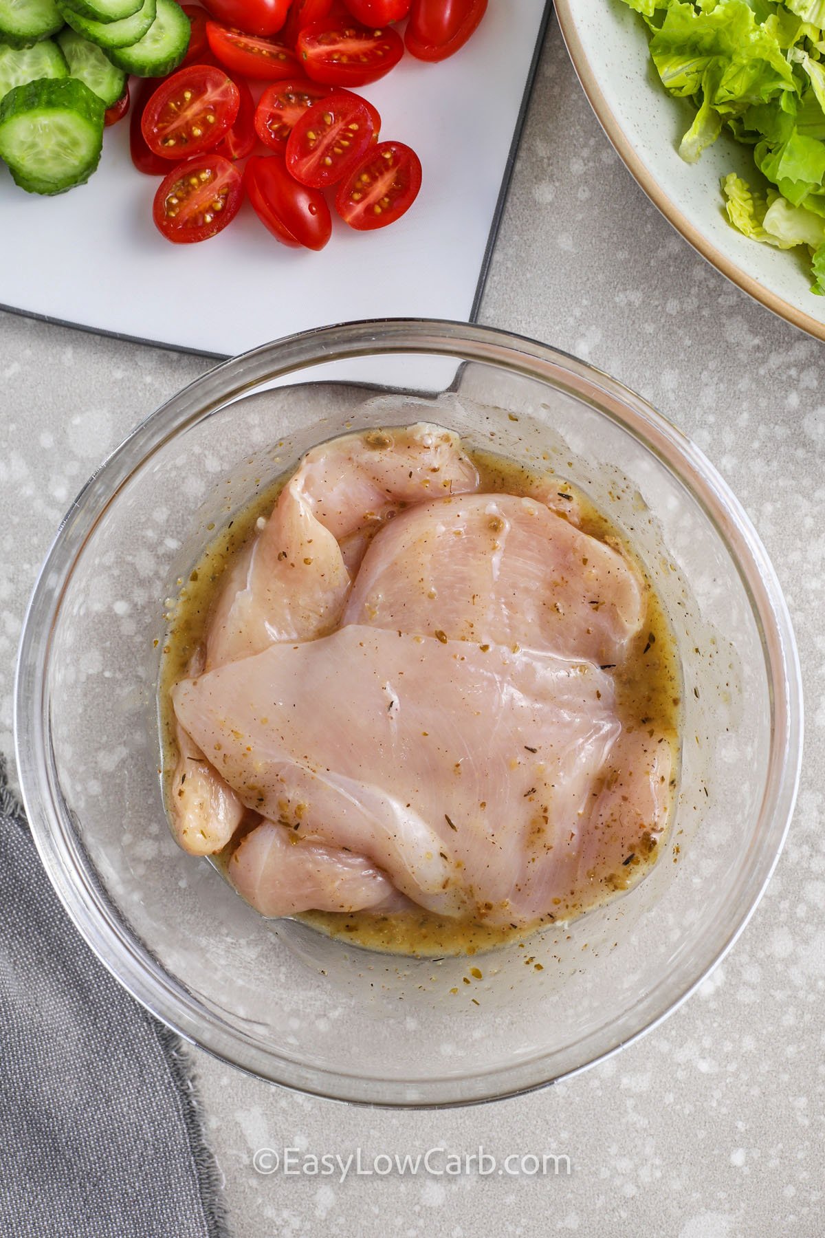 marinade and chicken to make Greek Chicken Salad
