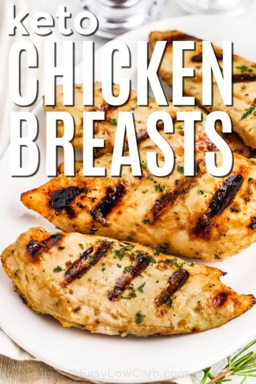 easy low carb Grilled Chicken Breasts on a plate