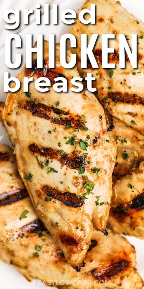 keto Grilled Chicken Breasts with writing