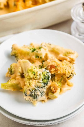 close up of Broccoli au Gratin on a plate